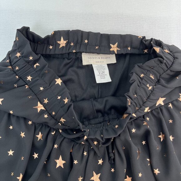 Saints & Hearts Black, Gold Stars Mini Skort Women's Sz Small - Picture 2 of 14